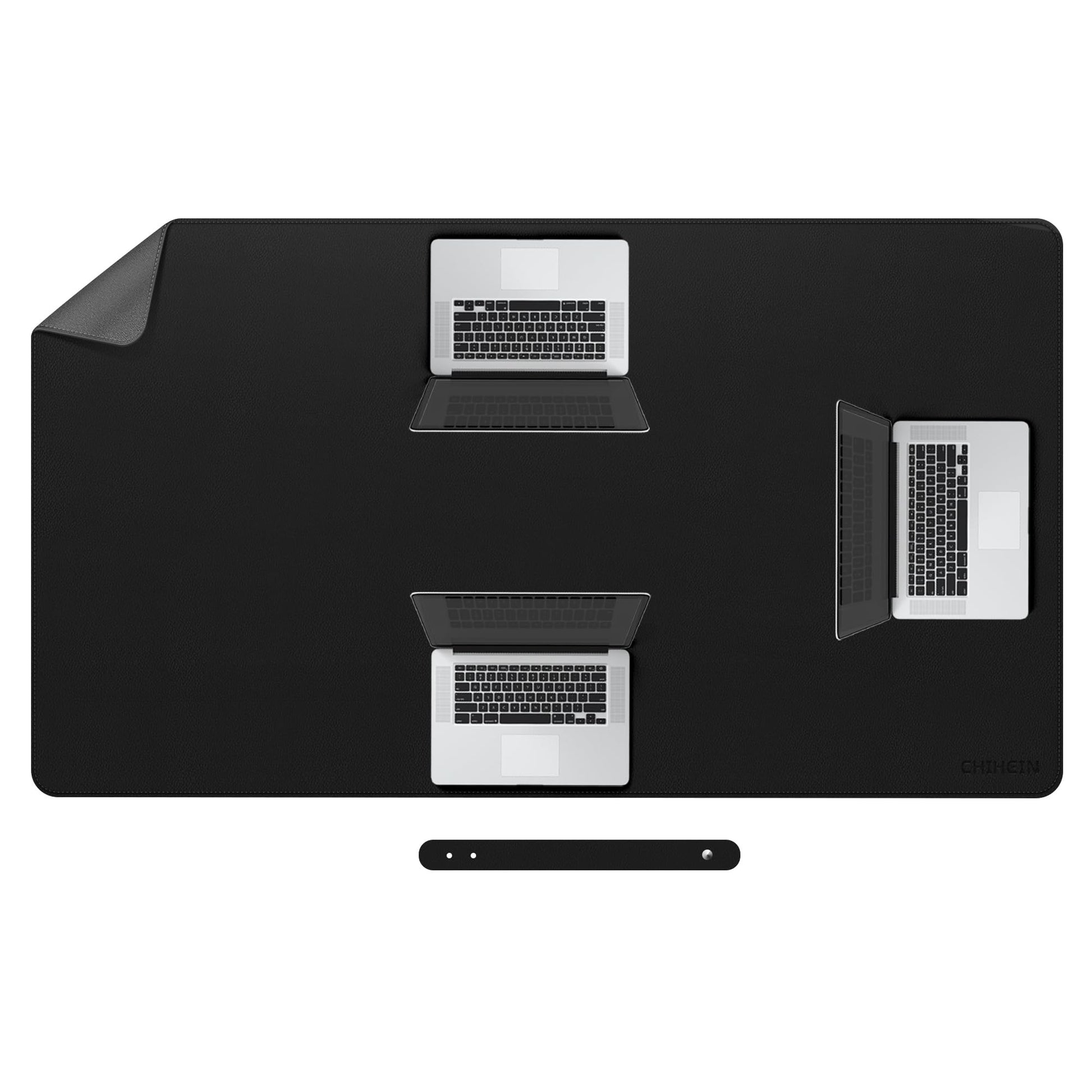 Chihein 59" x 32" 4XL PU Leather Desk Mat (Black/Gray), Huge Mouse Pad, Dual Sided Desk Pad