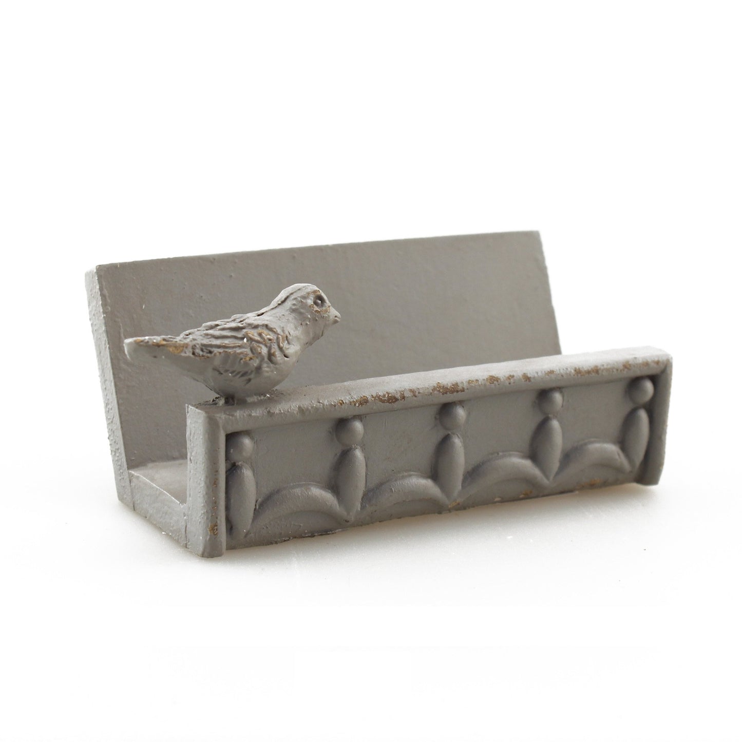 Desk Business Card Holder Stand Bird Design (Grey)