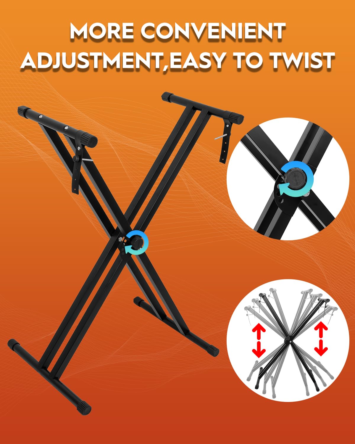 STRICH Piano Keyboard Stand Stool Set, Adjustable Double X-Style Portable Stand for 54-88 Key
