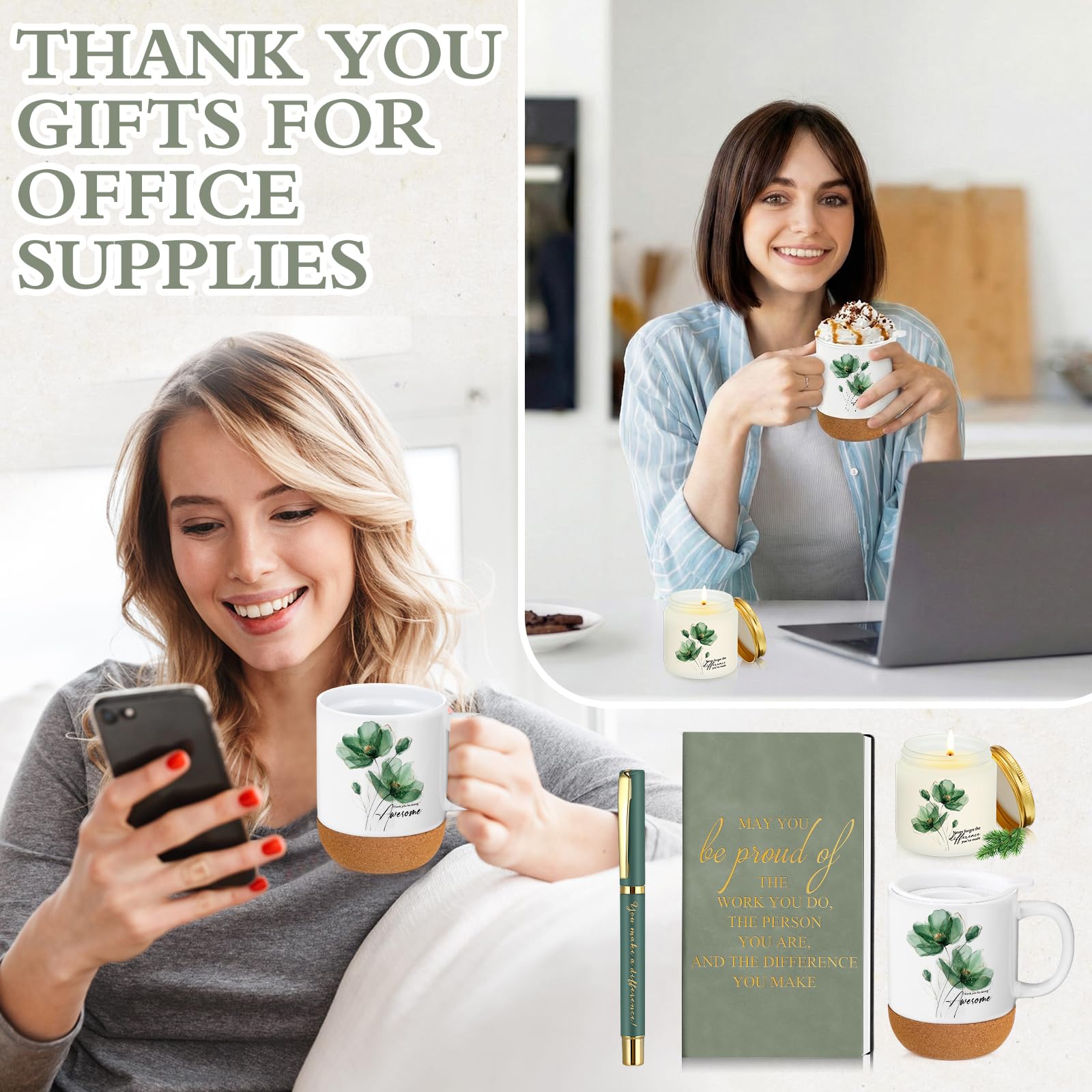 Sayglossy 4 Pcs Thank You Gift Set for Men Women Employee Coworker, Green