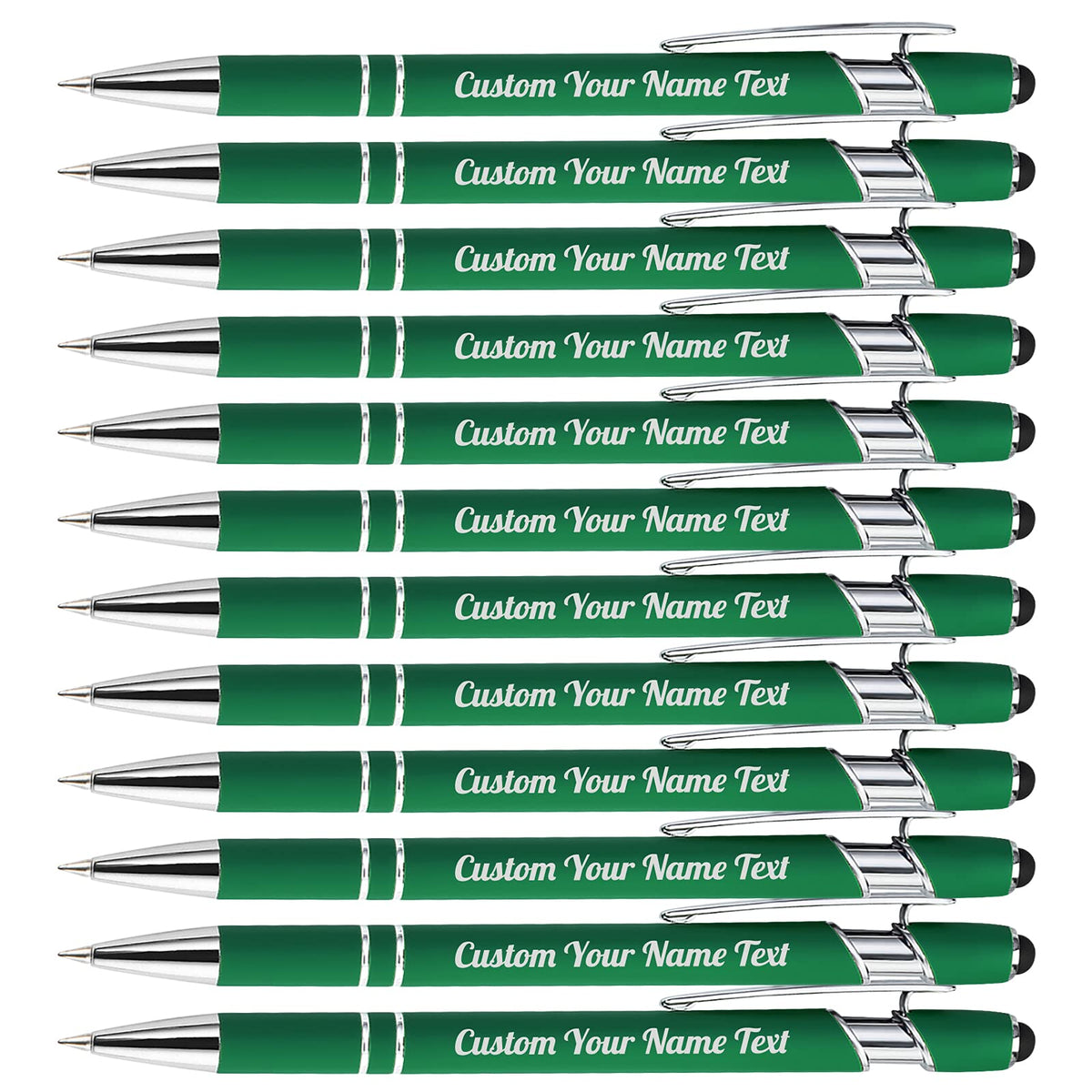 12PCS Personalized Pens Bulk with Name Free Engraving,Custom Ballpoint Pens with Stylus,Engraved