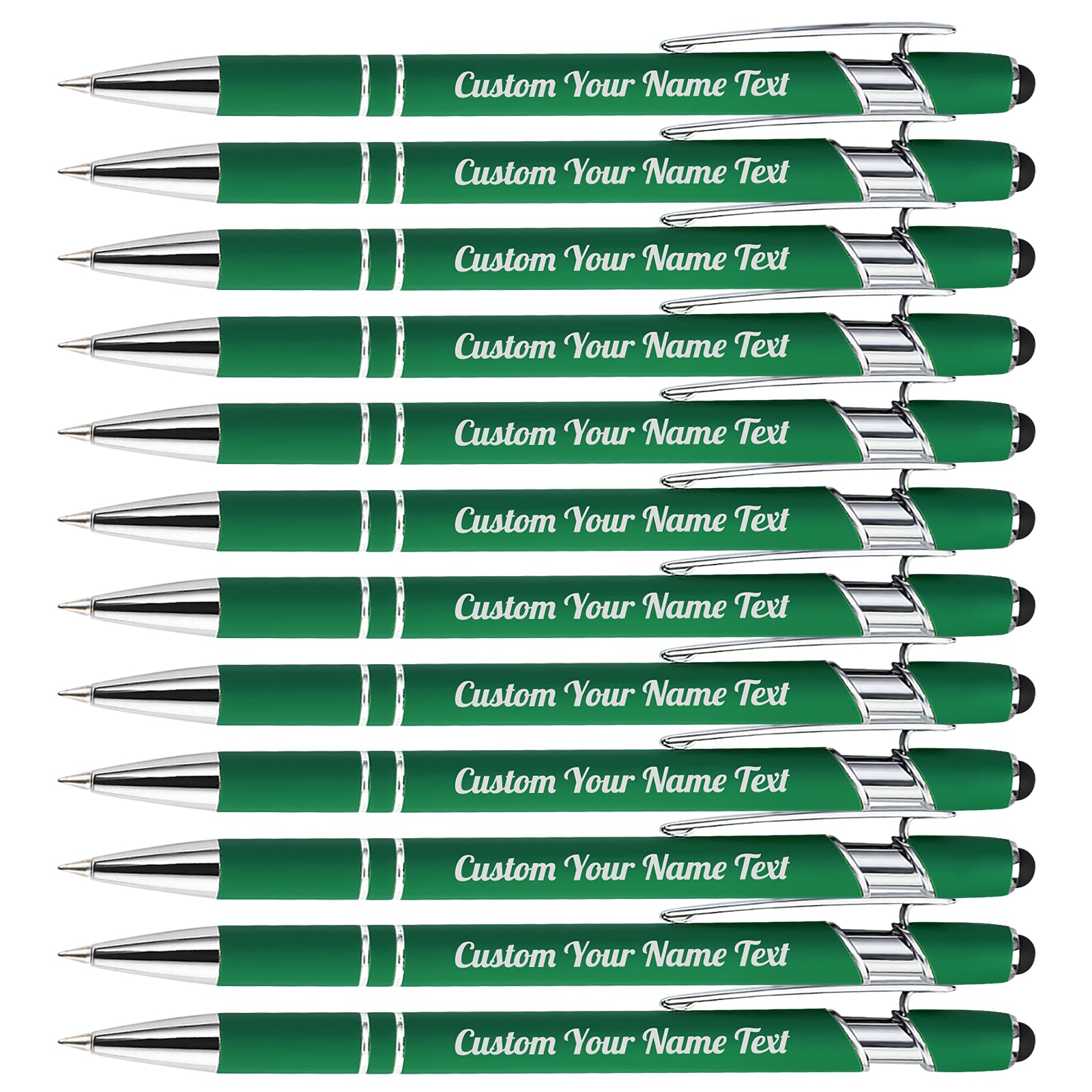12PCS Personalized Pens Bulk with Name Free Engraving,Custom Ballpoint Pens with Stylus,Engraved