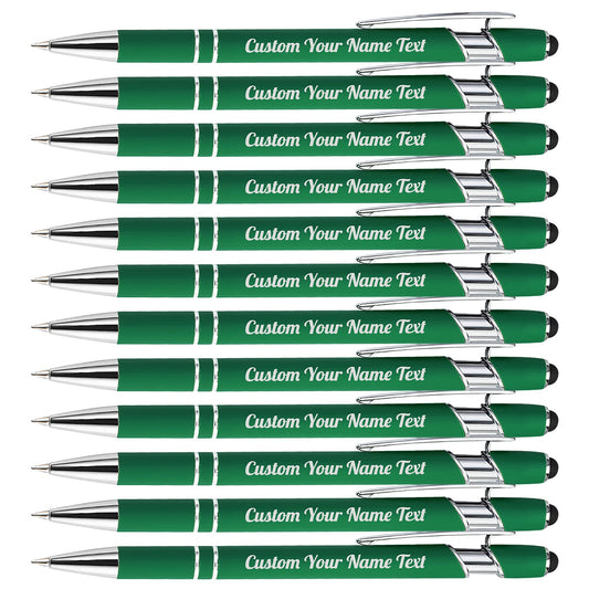 12PCS Personalized Pens Bulk with Name Free Engraving,Custom Ballpoint Pens with Stylus,Engraved