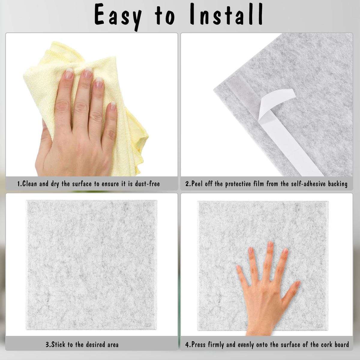 Large Cork Board 36" x 24", 6 Pack Felt Bulletin Board, Pin Boards