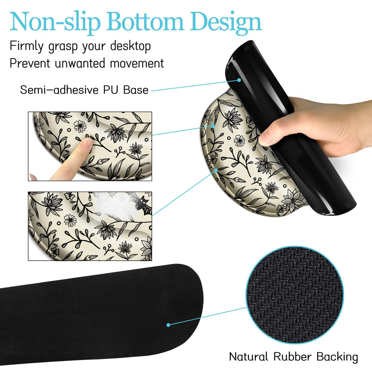 LIMKRIAN Goth Bat Ergonomic Mouse Pad Set, Large Desk Mat for Desktop