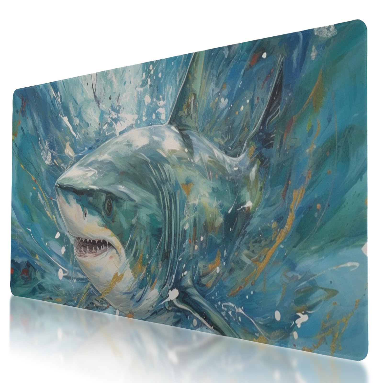 Swimming Shark XXL Mouse Pad - 31.5x11.8 Inch Non-Slip Mouse Mat for Gaming and Work - Abstract