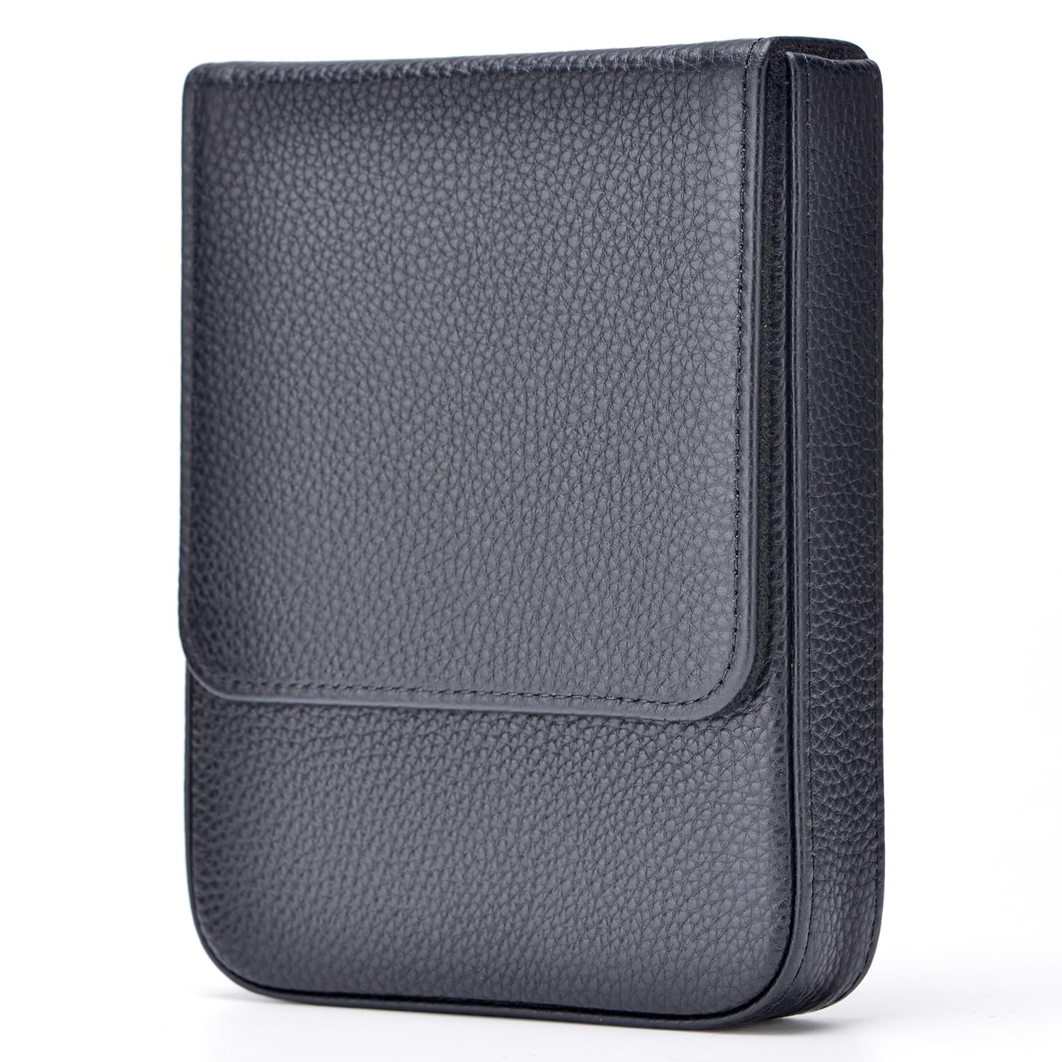 Lanxivi Genuine Leather Fountain Pen Case 6 Slot Black Leather Organizer, Portable Pen Bag Pouch
