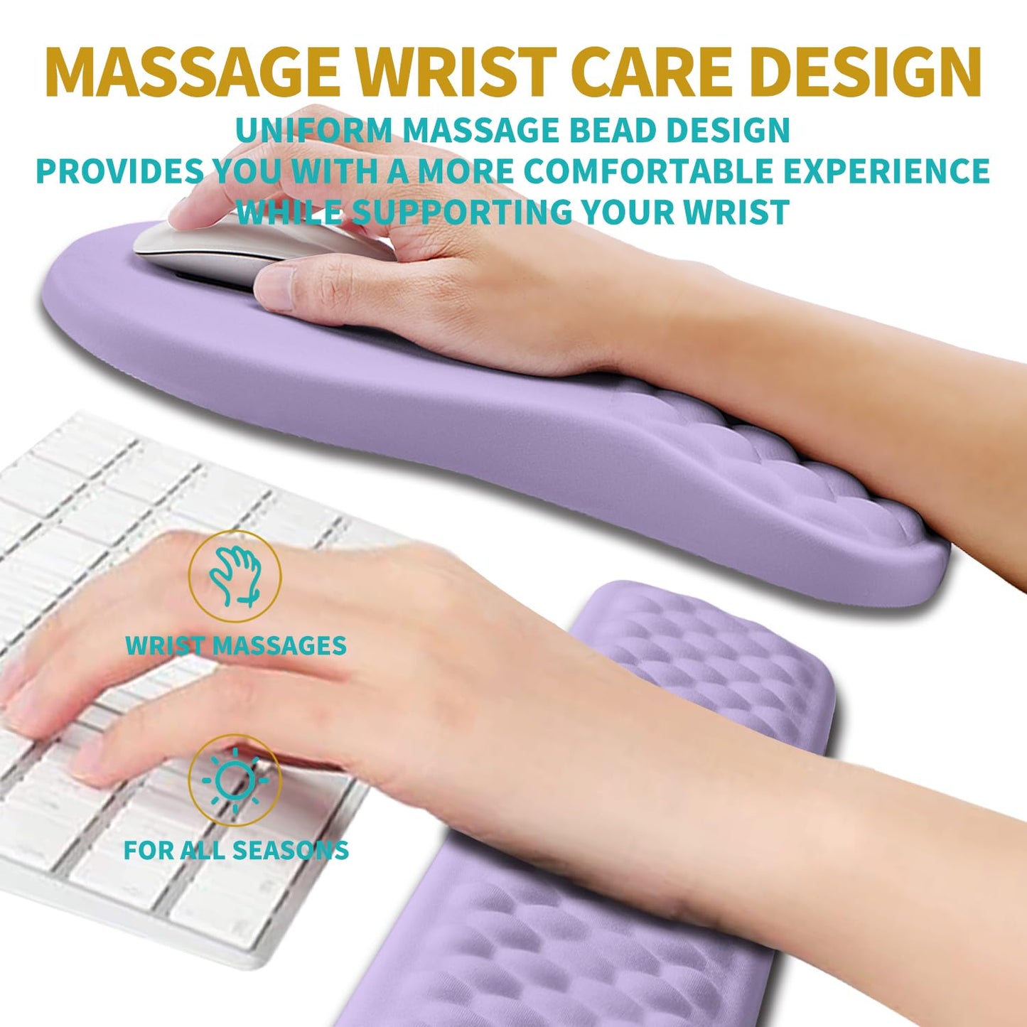Hokafenle 2 in 1 Ergonomic Mouse Pad Wrist Support & Wrist Rest for Computer Keyboard Set, with