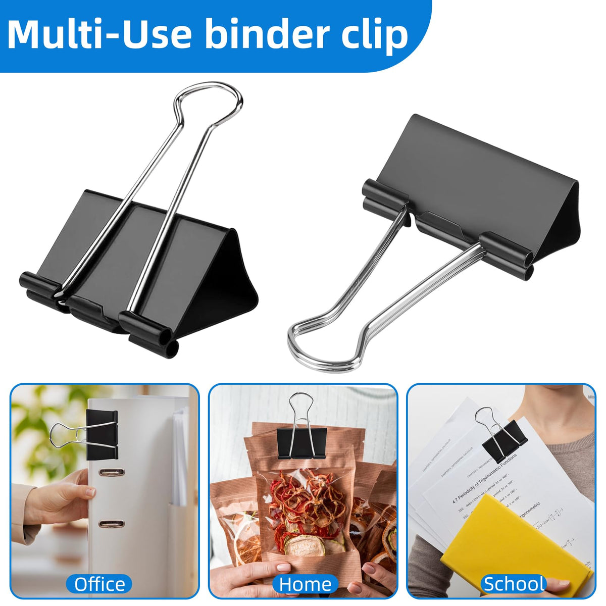 Nomatox Jumbo Binder Clips 3 inch,75mm Width,10 Pack Extra Large Binder Clips for Office,School and