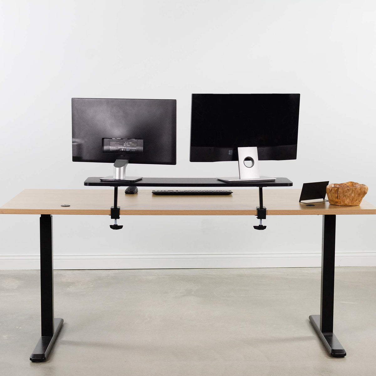 VIVO Black Clamp-on Large 40 inch Ergonomic Desk Shelf, Dual Computer Monitor and Laptop Riser