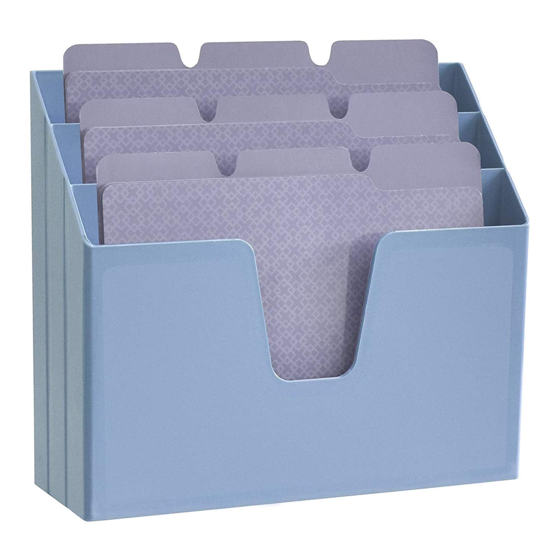 Acrimet Horizontal Triple File Folder Organizer Sorter, Letter Size, Blue