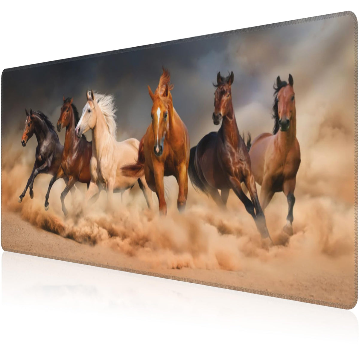 Mouse Pad, Large Running Horse Herd Desk Mat, Extended Non-Slip Gaming Keyboard Mousepad Desk Pad