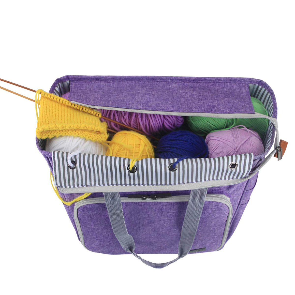 LUXJA Knitting Yarn Storage Tote Bag, Purple