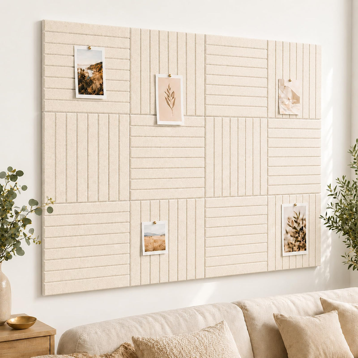 Baysola Stripe Felt Bulletin Board Tiles, Cork Board Alternative 48 x 36 in