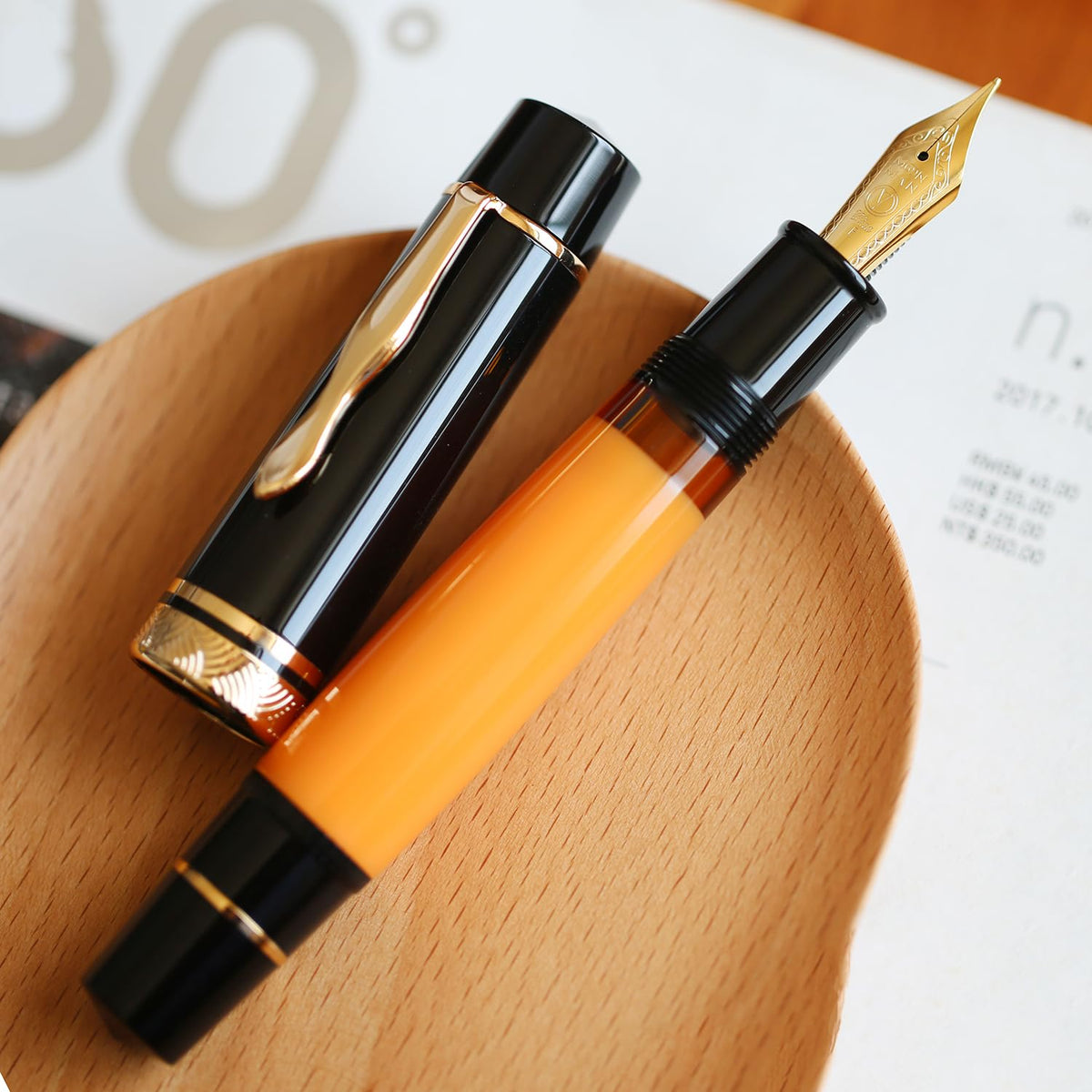 erofa Majohn P139 Piston Resin Fountain Pen Medium Nib with Box, Brass Piston System Large Capacity