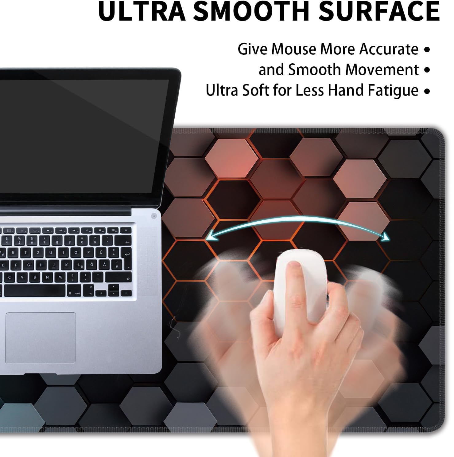 Hexagon Honeycomb Large Mouse Pad,Gaming Keyboard Desk Pad,Extended Mouse Mat Non-Slip Rubber Base