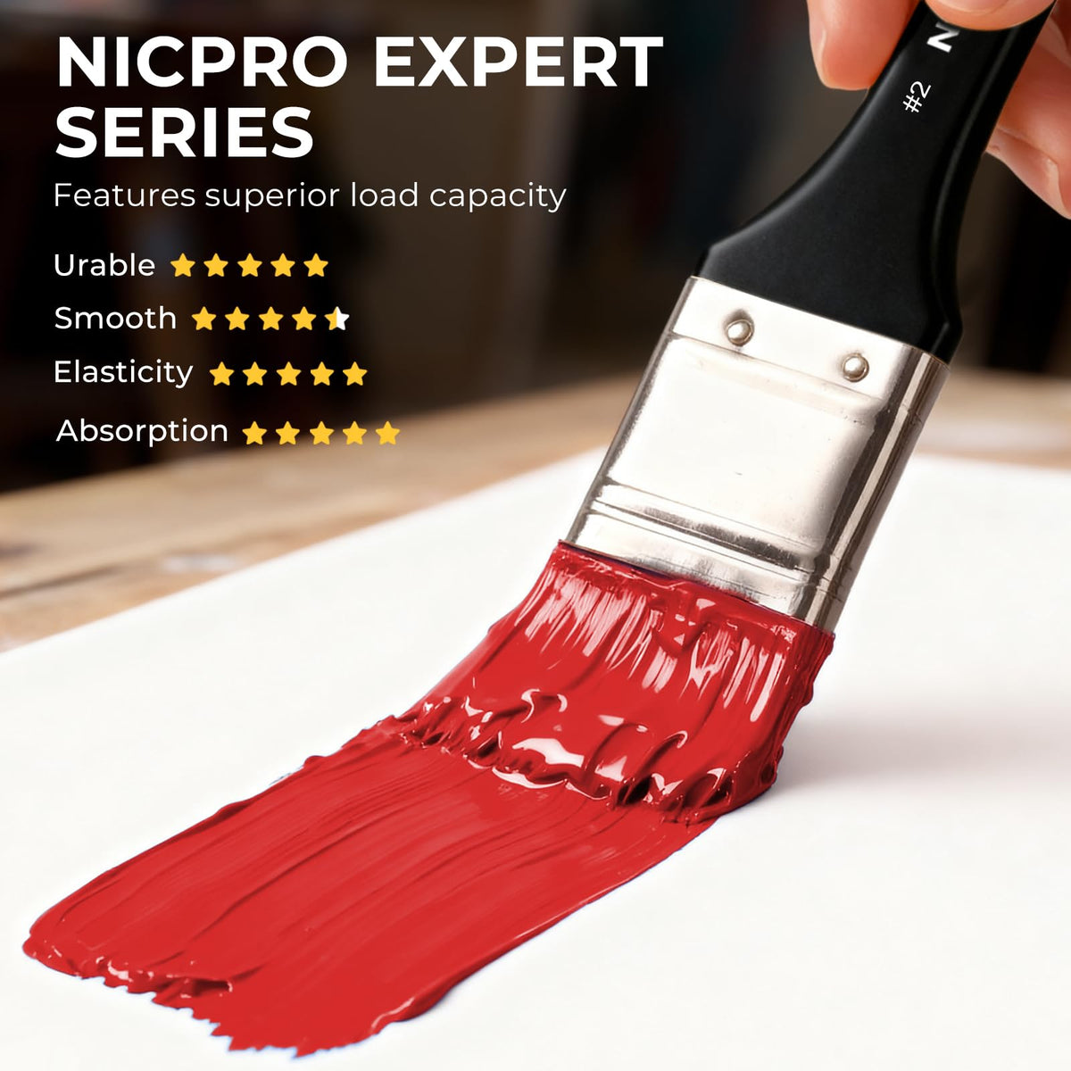 Nicpro 26pcs Professional Paint Brush Set with Palette Knife & Canvas Roll