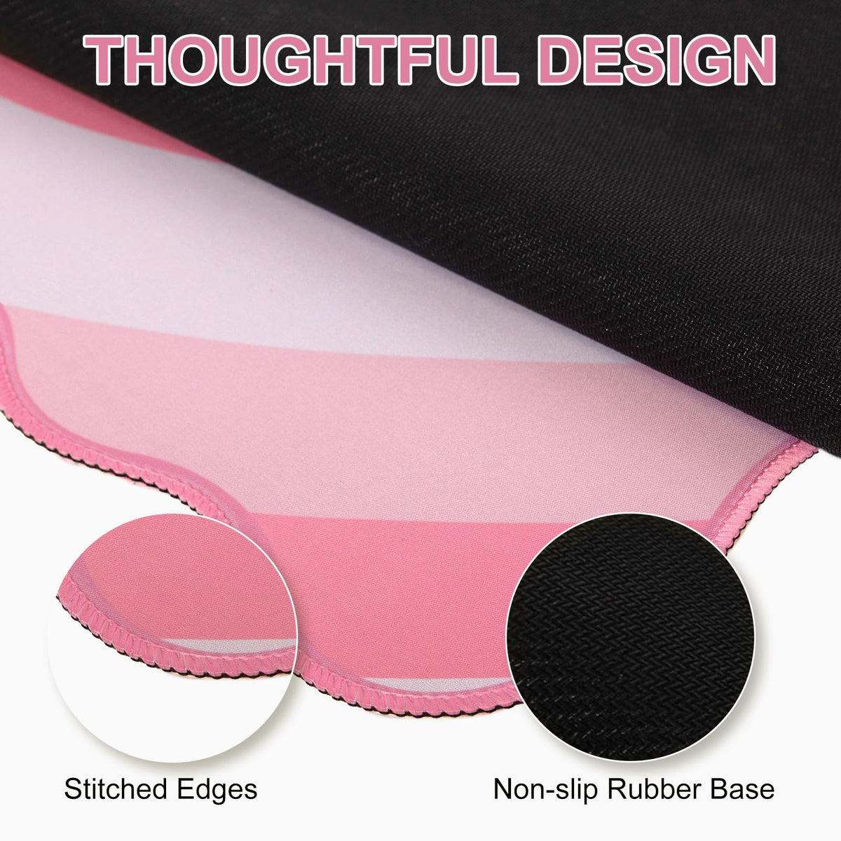 L-SPOUTTO Pink Mouse Pad,Cute Desk Mat XXL Large Scalloped Gaming Mousepad,35.4x15.7in Non-Slip