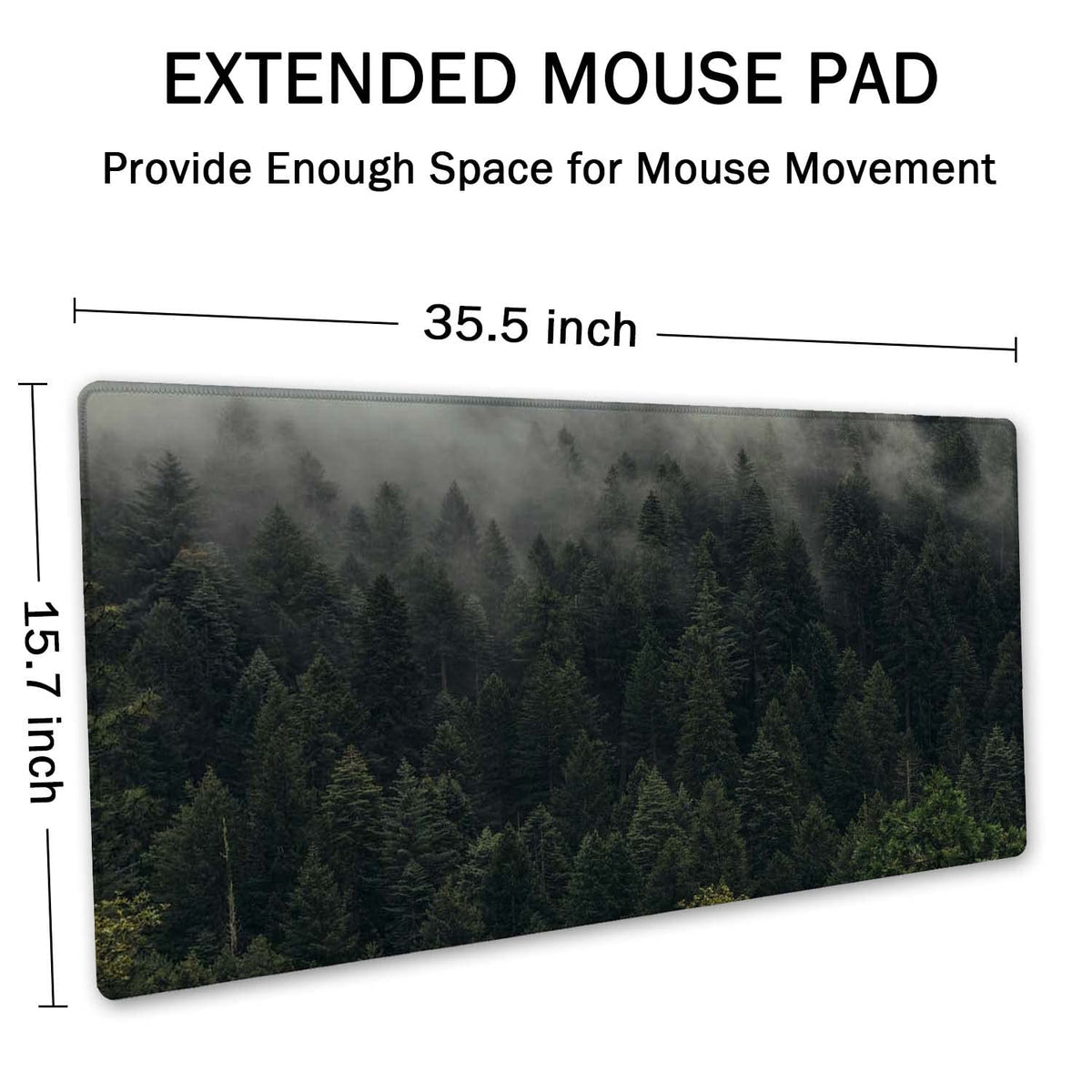 SSOIU Pine Trees Desk Pad, Extended Gaming Mouse Pad (35.5x15.7 in), Large Non-Slip Rubber Base