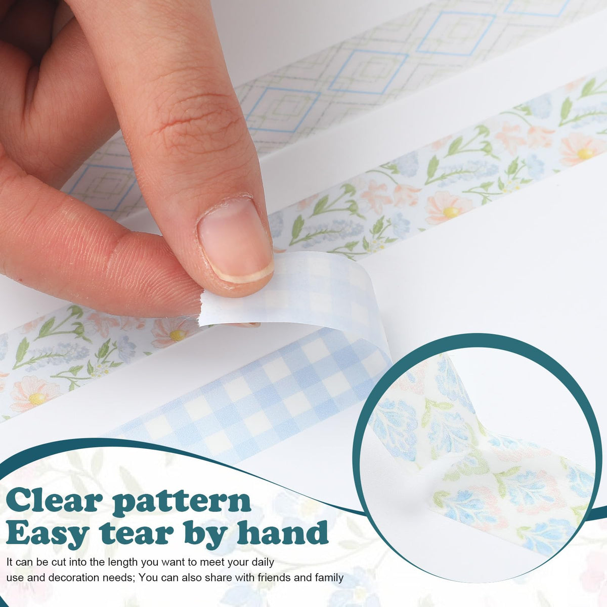 YooNotee 12 Rolls Floral Washi Tape Set,Pink and Blue,Flowers