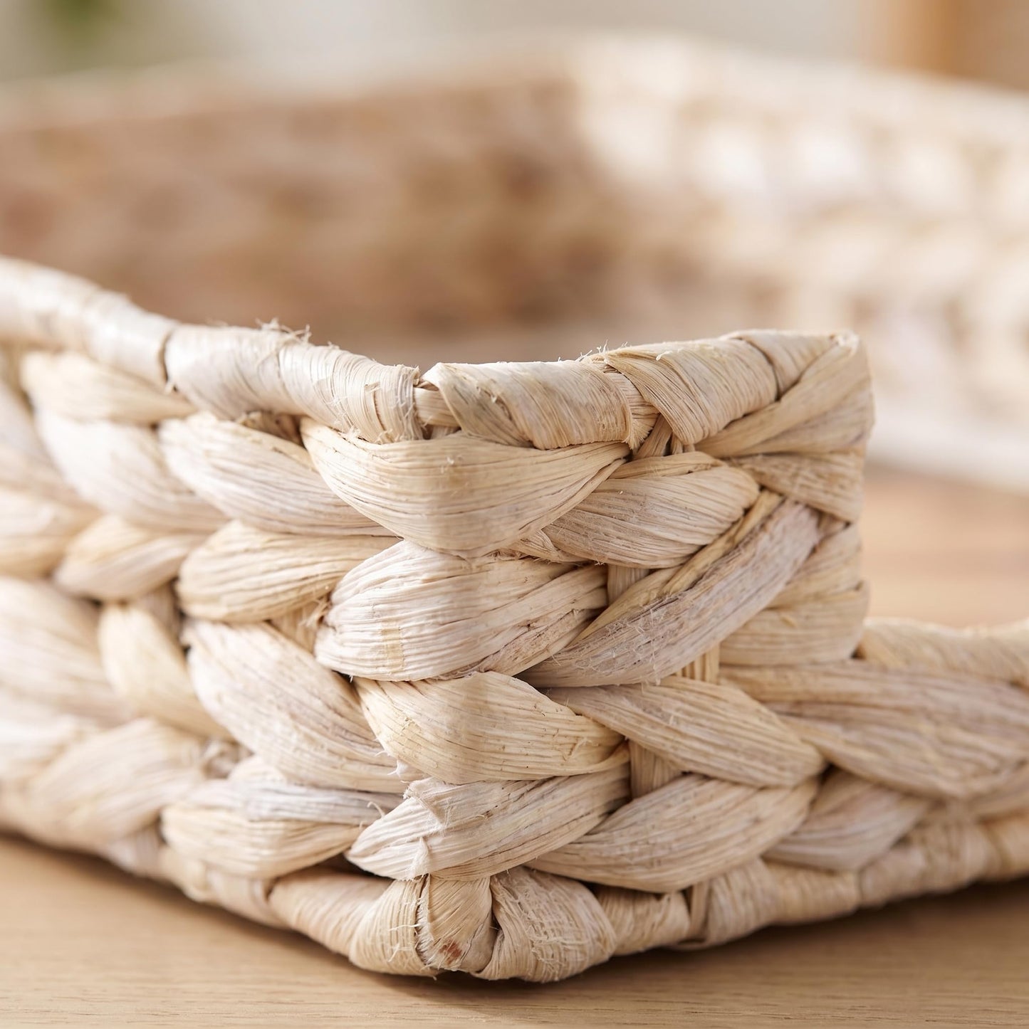 PINXIURY Water Hyacinth Letter Tray for A4 File Desk Mail Letter-Size Paper, Basket Woven