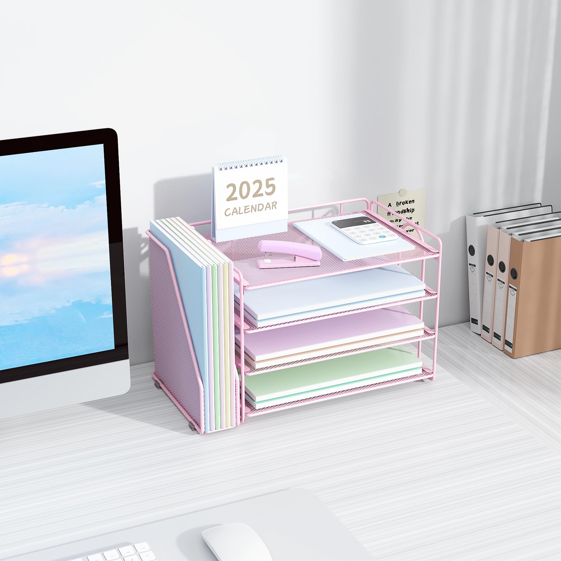 Spacrea Desk Organizers and Accessories, Paper Organizer for Desk with File organizer, Desk
