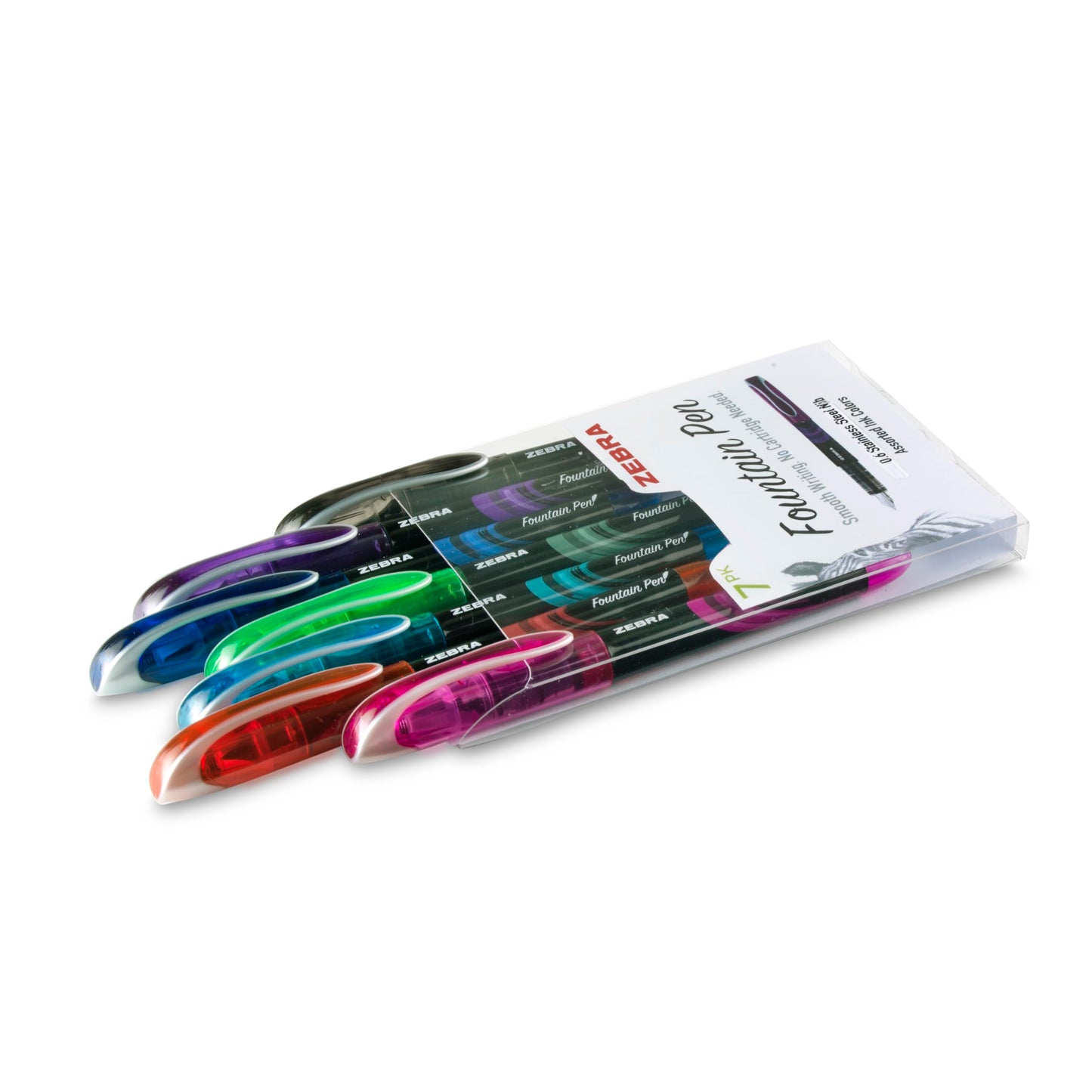 Zebra Pen Fountain Pen, Free-Flowing Liquid Assorted Ink, 0.6mm, 7-Pack