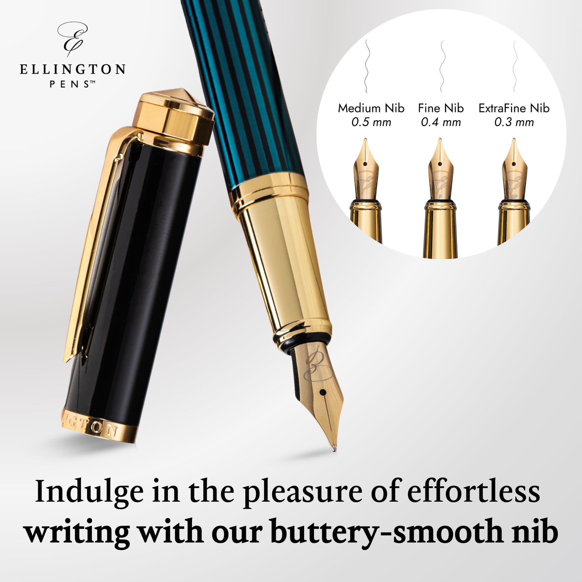 Luxury Fountain Pen Set for Writing, Refillable Ink Converter, Gift Box