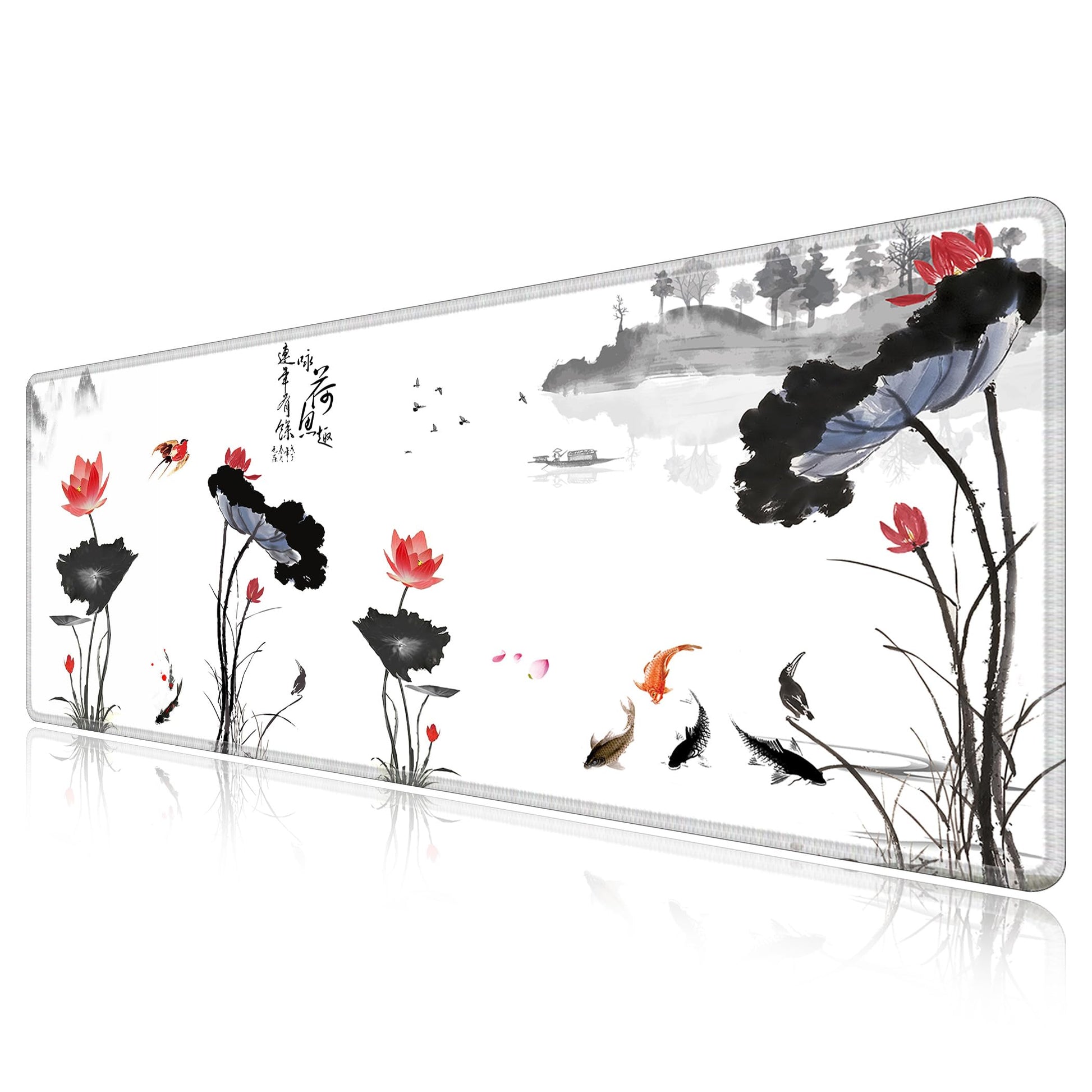 LL-COEUR XXL Landscape Gaming Mouse Pad Computer Keyboard Mat Office Desk Pad (Lotus, 31.4" x 11.8"
