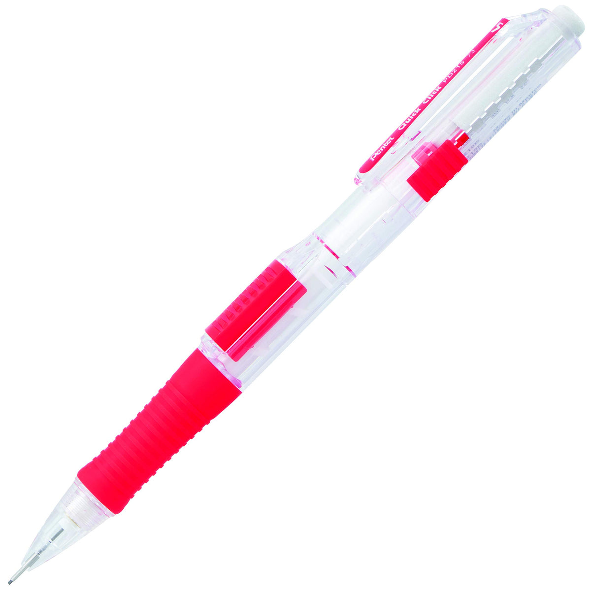 Pentel QUICK CLICK Mechanical Pencil (0.5mm), Red Barrel, Box of 12 Pencils (PD215B)
