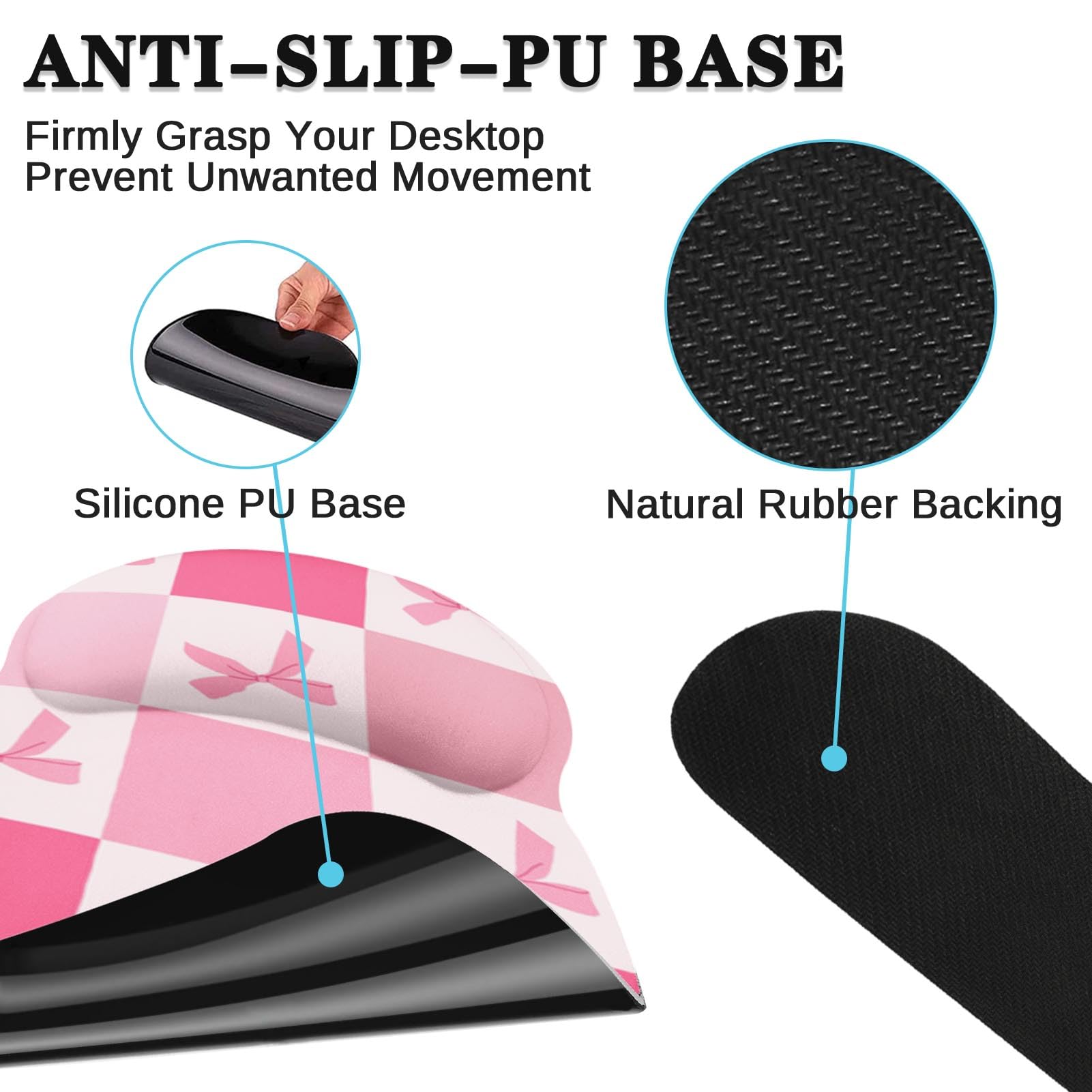 Arttown Keyboard Mouse Pad Set, 4 in 1 Desk Mat Set Kawaii Cute