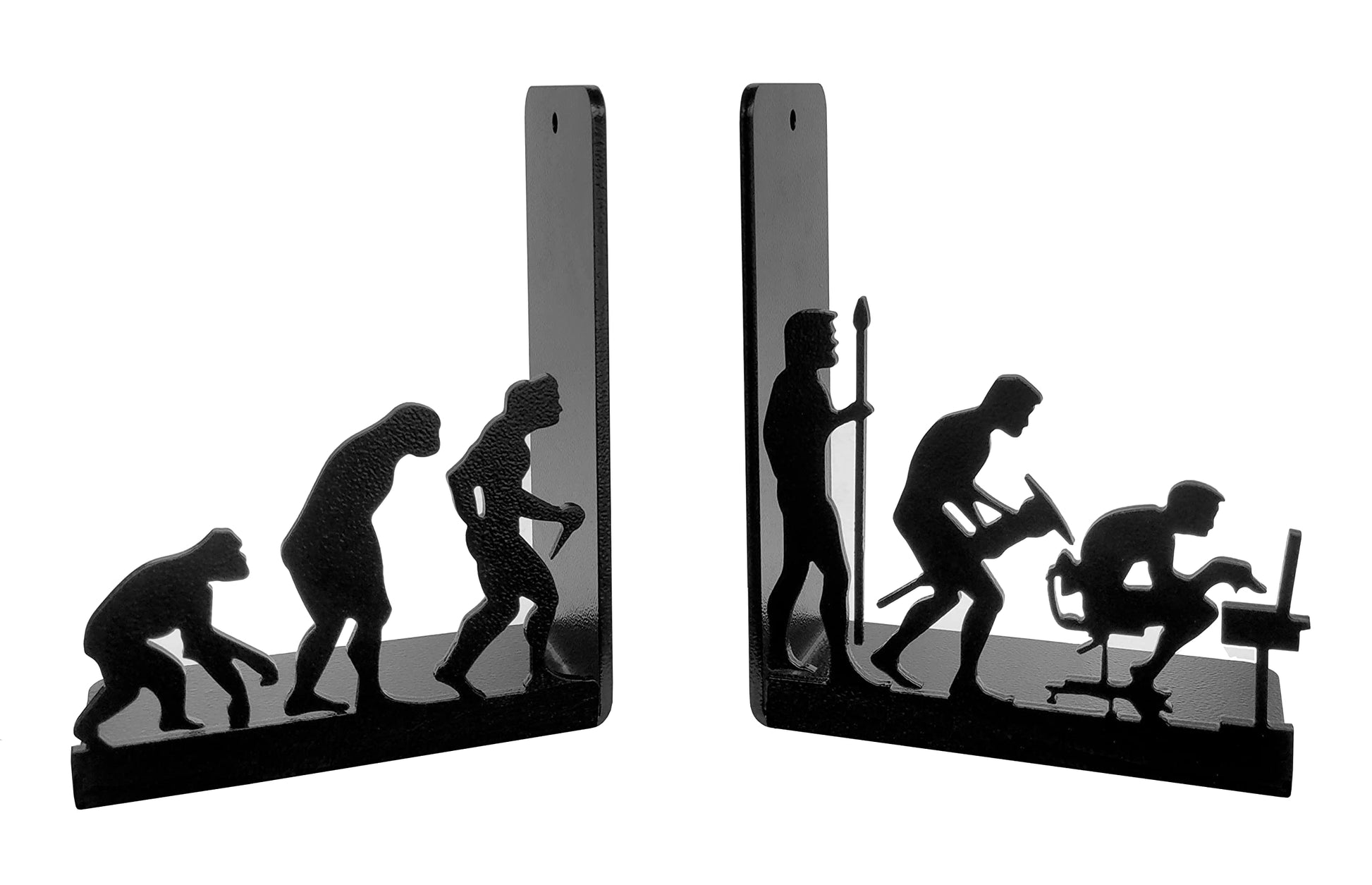 HeavenlyKraft Human Evolution Decorative Metal Bookends for Heavy Books and Library