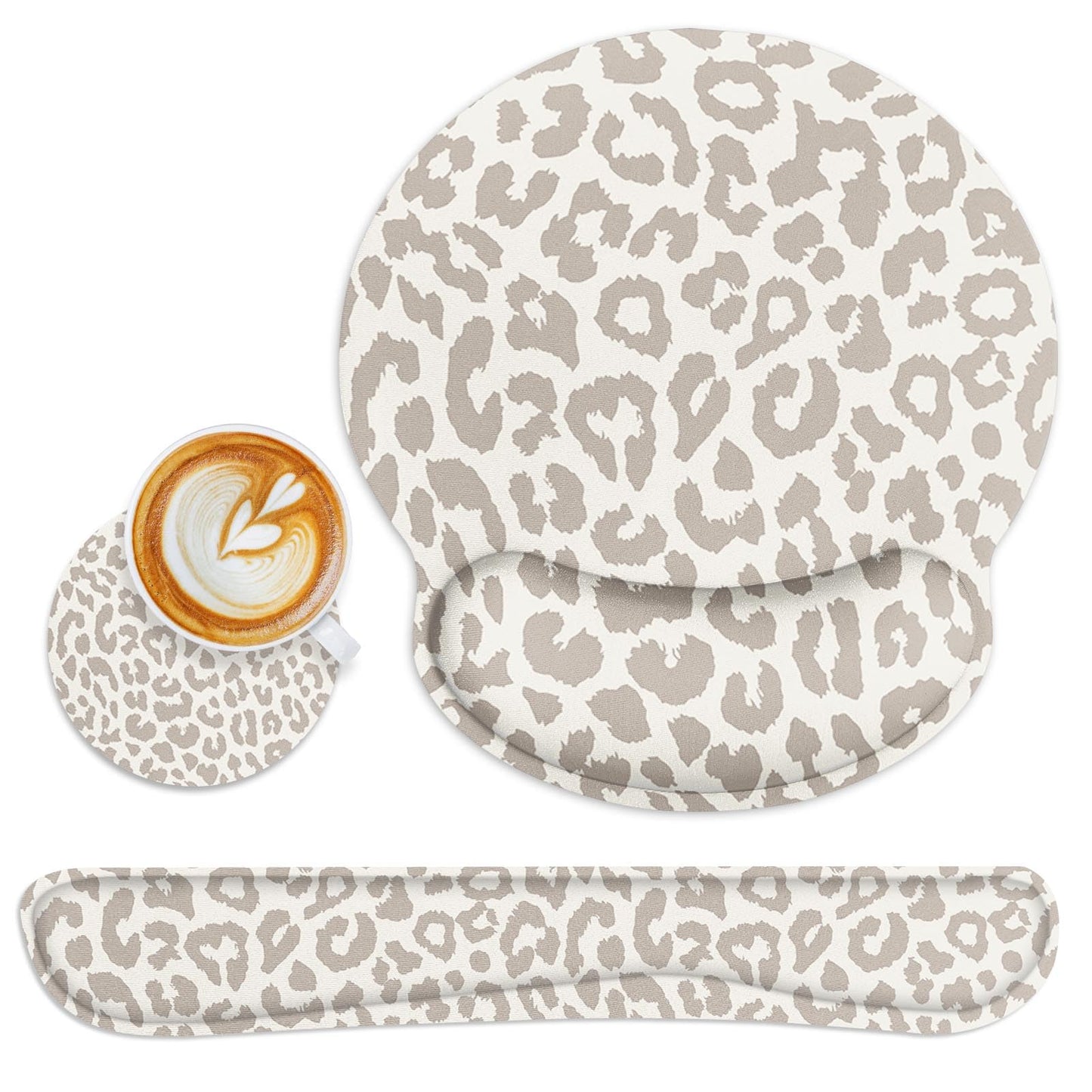 Britimes Ergonomic Mouse Pad Set with Wrist Rest, Leopard Animal