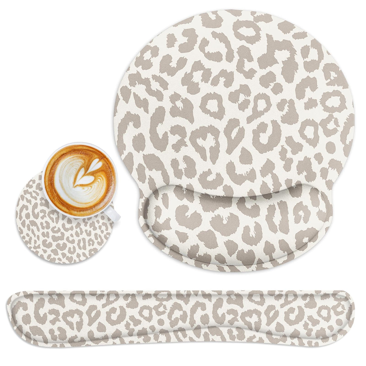 Britimes Ergonomic Mouse Pad Set with Wrist Rest, Leopard Animal