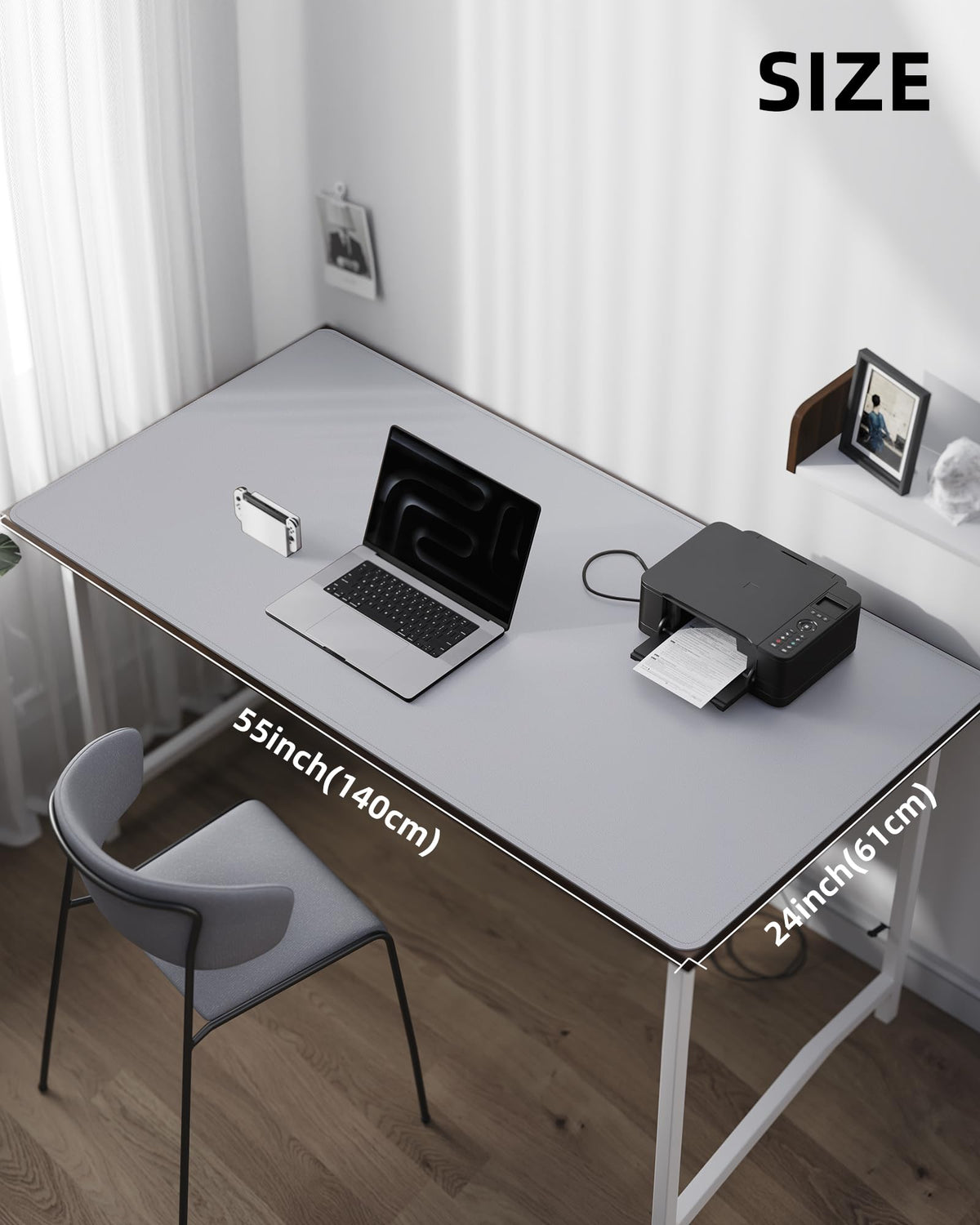 AFIING Large Desk Mat 55" x 24" - PU Leather Desk Pad Protector, Waterproof Non-Slip Extended Mouse
