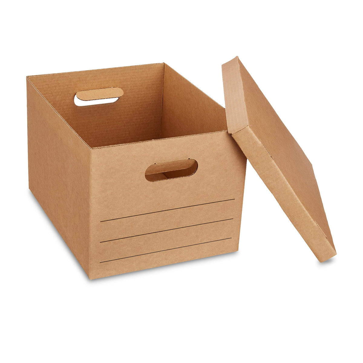 Amazon Basics Moving and Storage Boxes with Handles and Lift-Off Lids, File Storage, Collapsible