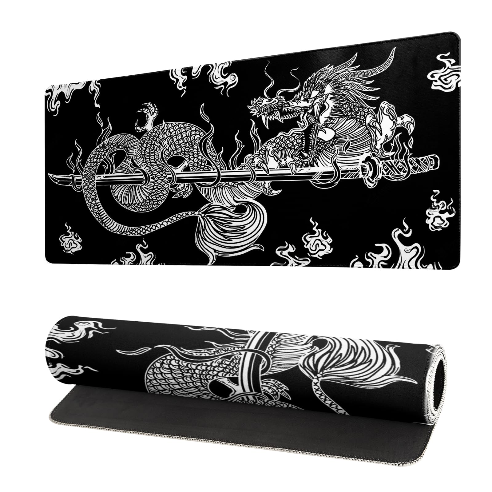 Dragon Gaming Mouse Pad Black Large Mouse Pad for Keyboard and Mousepad Desk Mat with 3mm Non-Slip