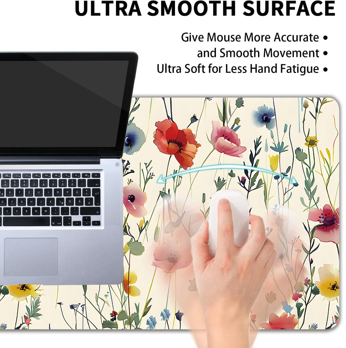 Wild Flowers Large Mouse Pad,Gaming Keyboard Desk Pad,Extended Mouse Mat Non-Slip Rubber Base with