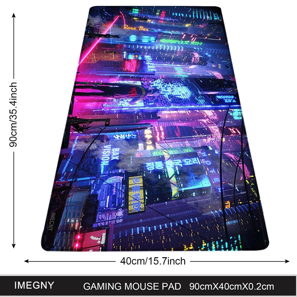 Imegny Extended Gaming Mouse Pad, Portable Mat for Keyboard & Mouse with Stitched Edges + Non-Slip