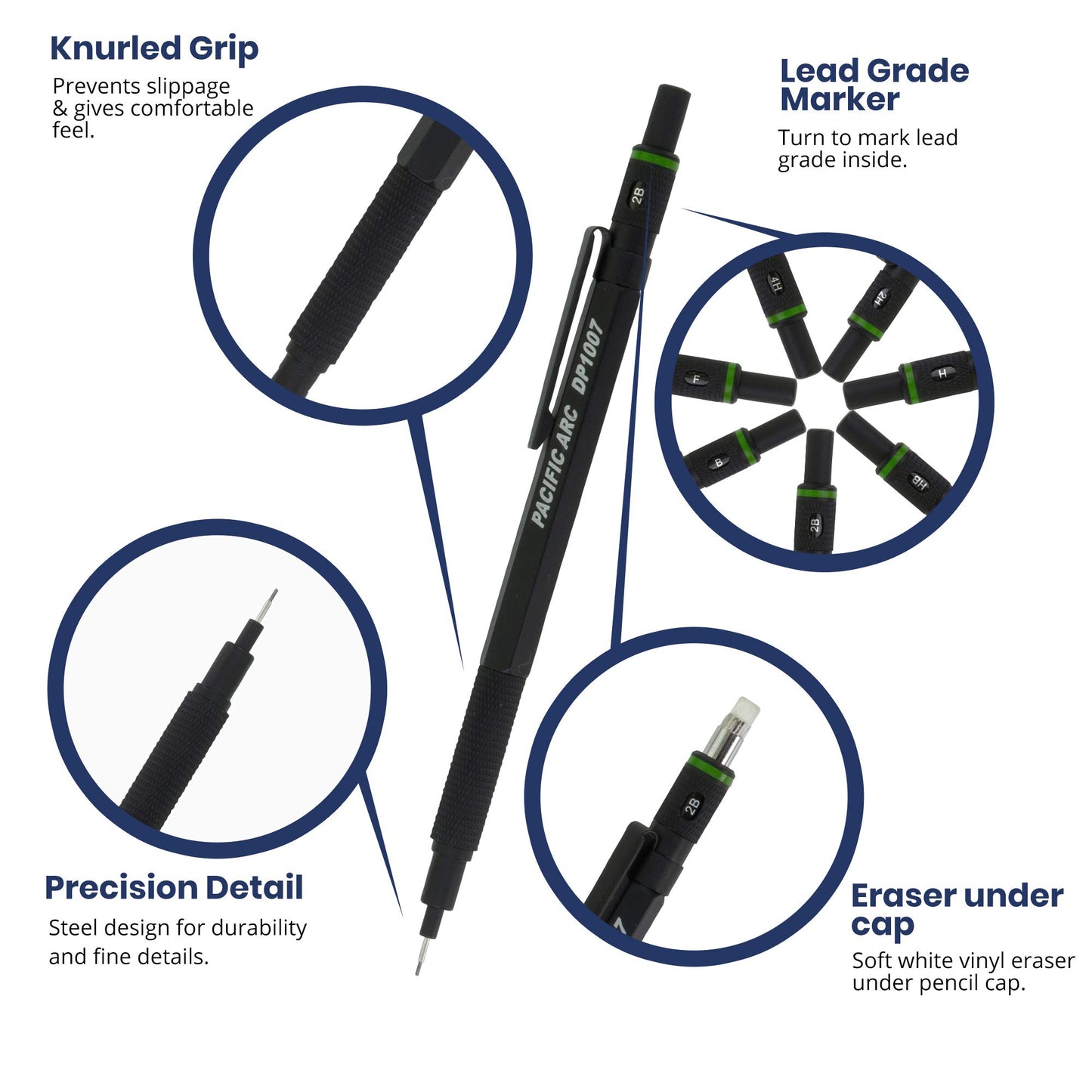 Pacific Arc Chromagraph Metal Mechanical Pencil .7 mm Black Barrel Mechanical Pencil with Built In