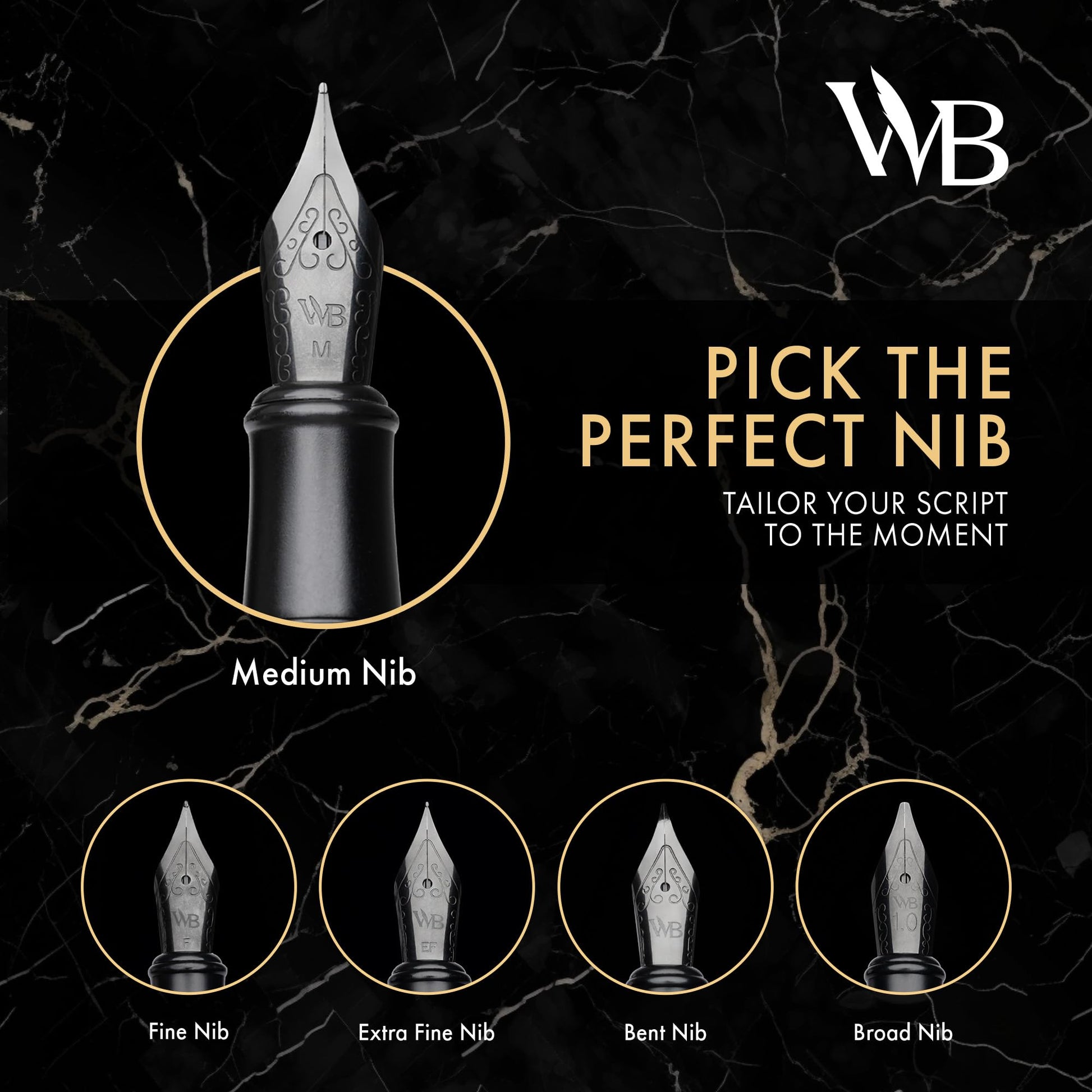 Wordsworth & Black Fountain Pen Set for Writing, Extra Fine Nib, All Black