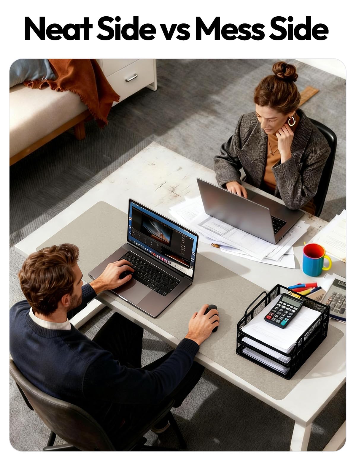 YSAGi Leather Desk Pad Protector, Office Desk Mat, Large Mouse Pad, Non-Slip PU Leather Desk