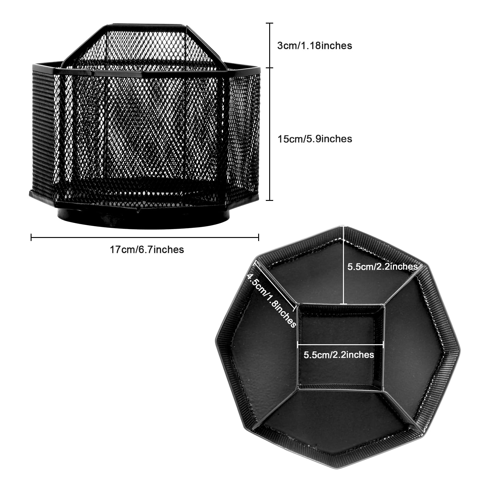 Comix Mesh 360° Rotating Pen Holder, Desk Organizer for Home Office, Black