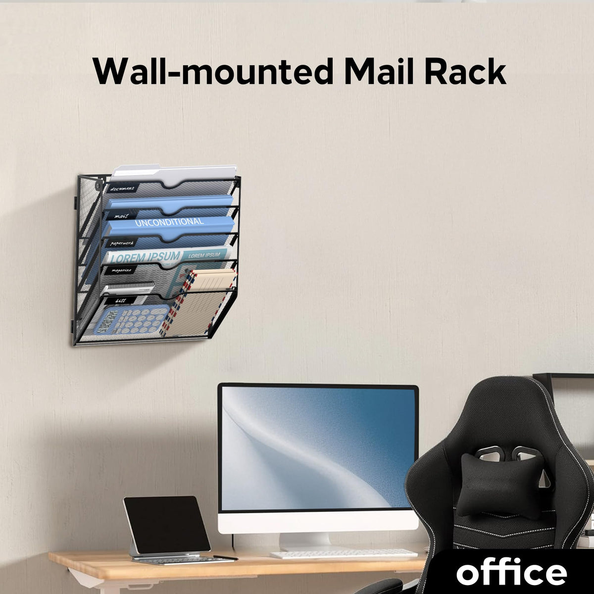 JMHUD 5-Tier Wall File Organizer and Hanging File Organizer, Black