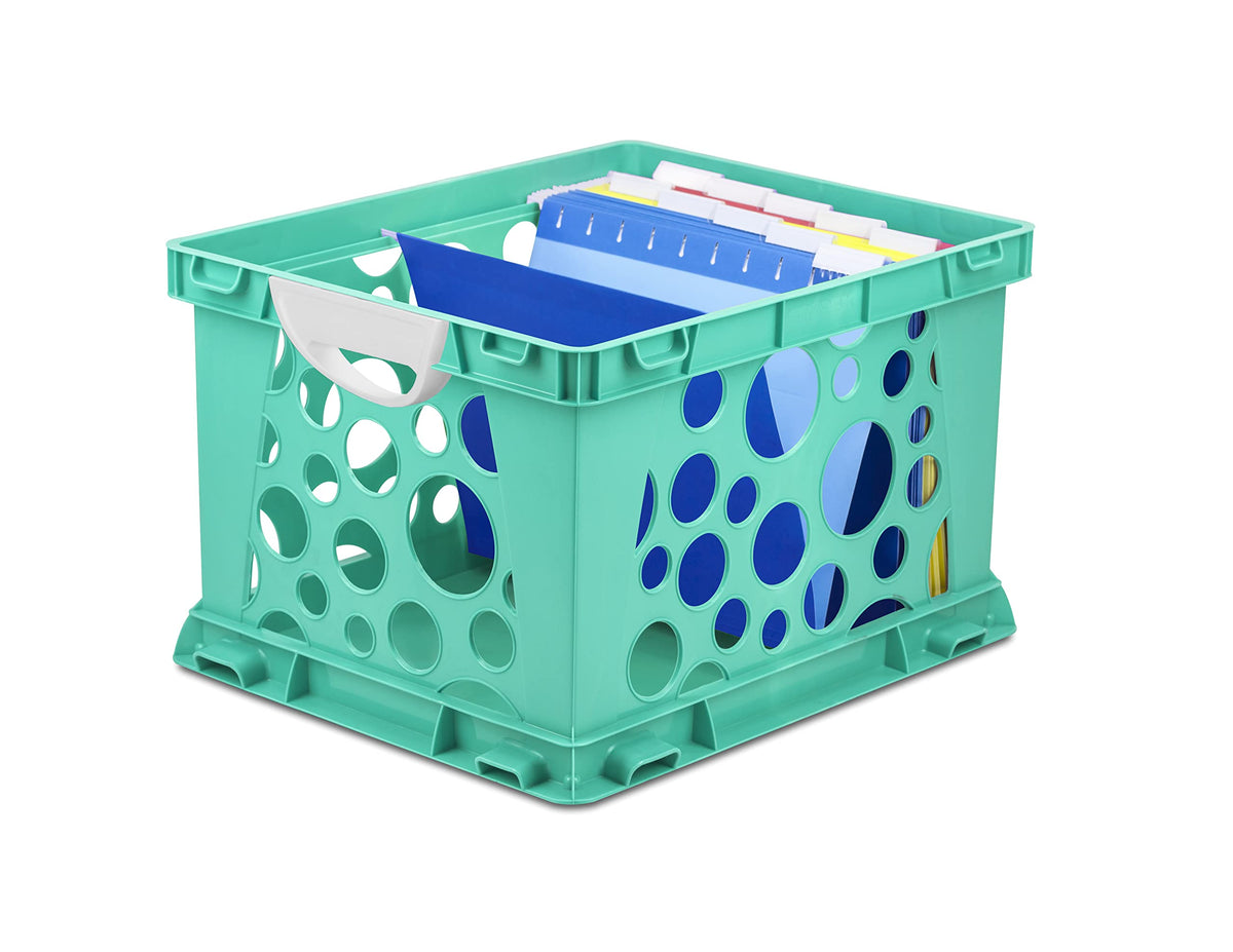Storex Premium File Crate with Comfort Handles, 17.25 x 14.25 x 10.5 Inches, Teal (61694A03C)