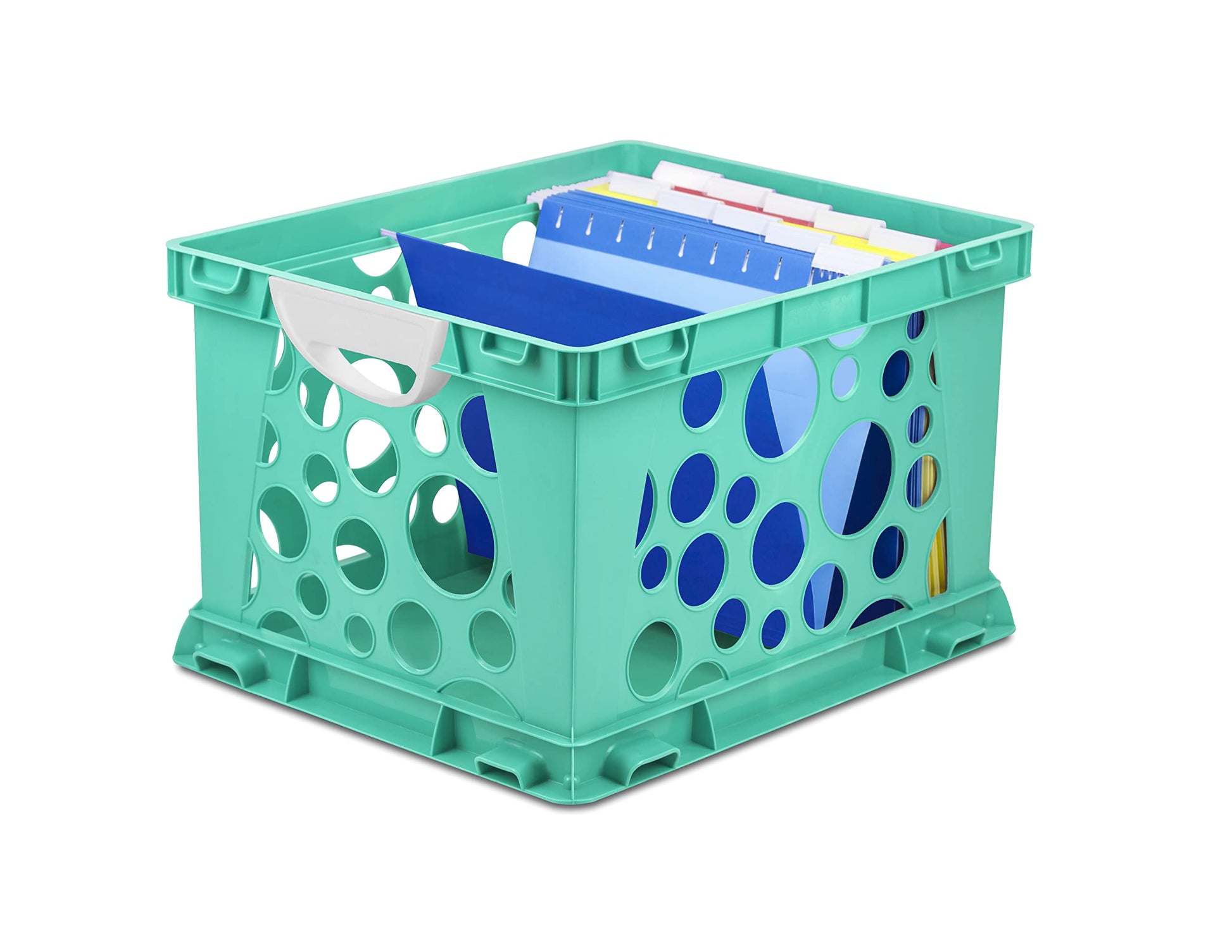 Storex Premium File Crate with Comfort Handles, 17.25 x 14.25 x 10.5 Inches, Teal (61694A03C)