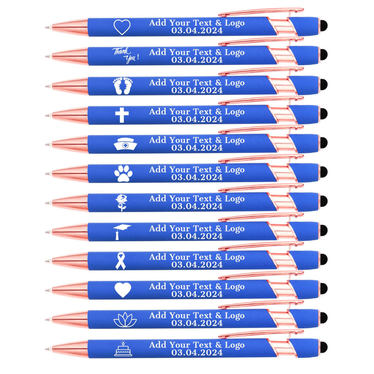 LMJUEJIN Personalized Pens with Name or Logo - Black Ink - 12 pcs Metal Custom Ballpoint Pen with