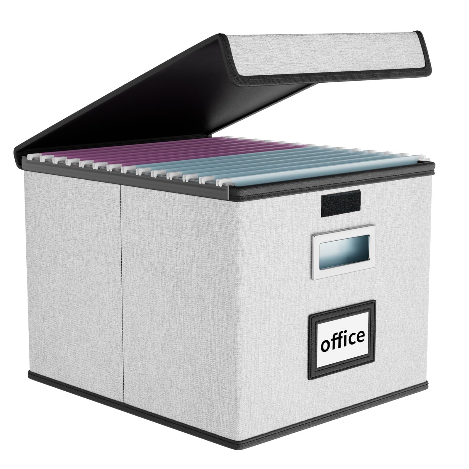 Huolewa File Organizer Box with Lids, Collapsible File Folder Organizer