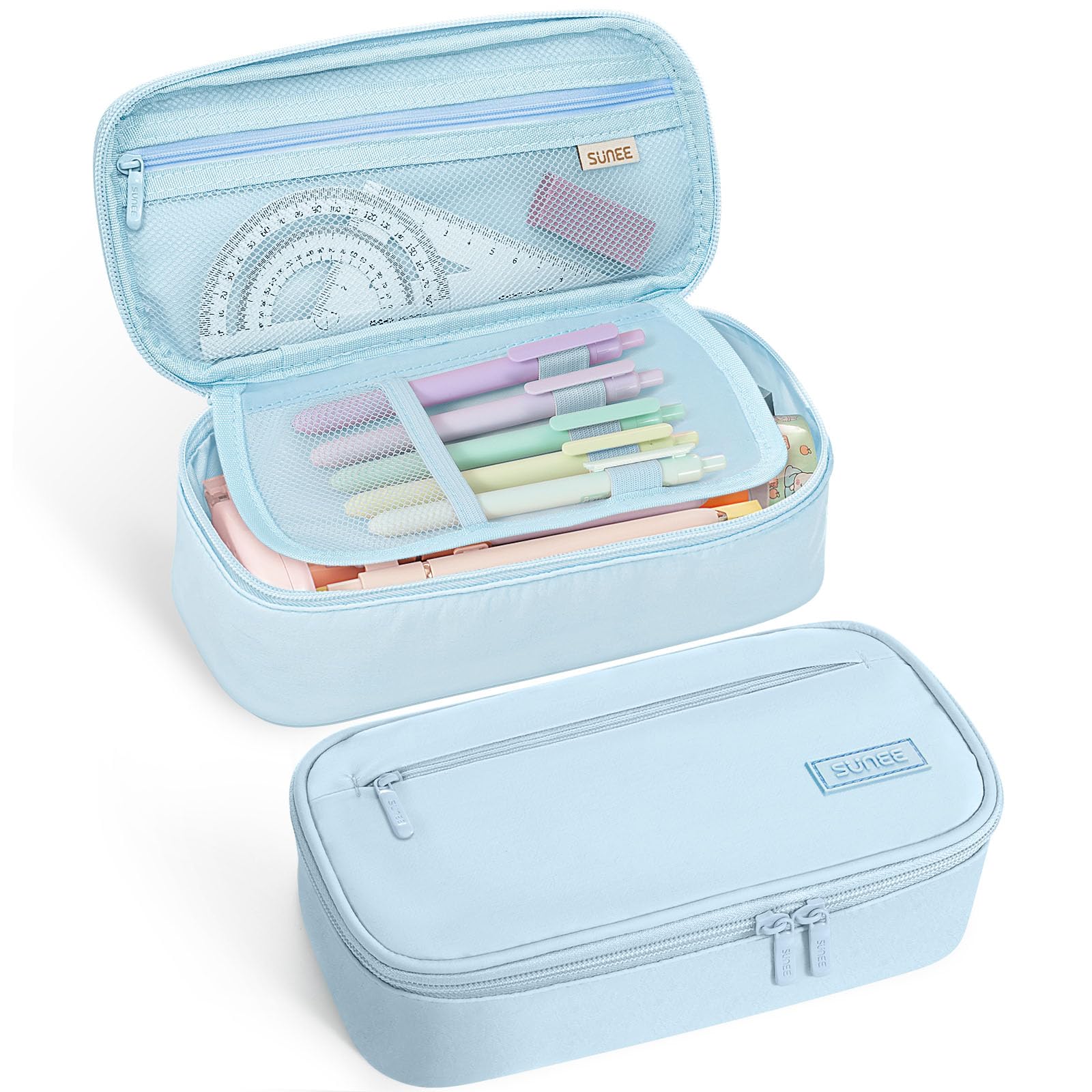 SUNEE Cute Pencil Case, Large Capacity Pencil Pouch, Big Storage Organizer for Stationery, Zipper