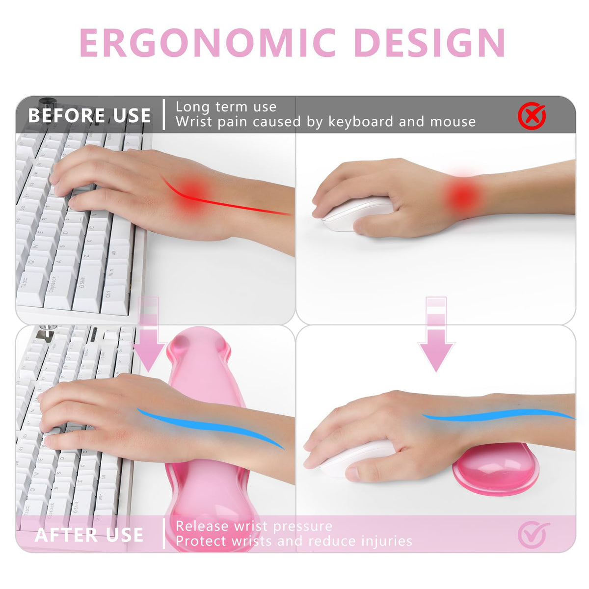 Gel Keyboard and Mouse Wrist Rest, Cute Wrist Support and Arm Support Keyboard Rest for Keyboard